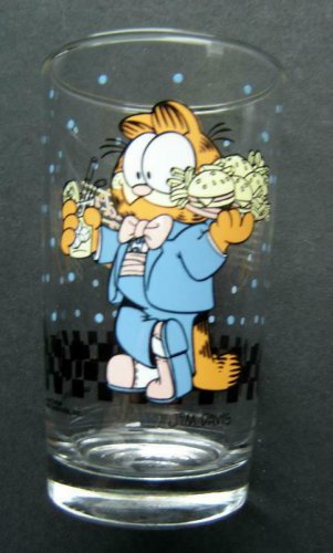Garfield the Cat Cafe Clear Glass Tumbler 4" Tall