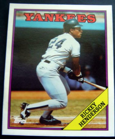 1988 Topps BASEBALL Card # 60 2 Pocket Folder NY YANKEES Rickey HENDERSON