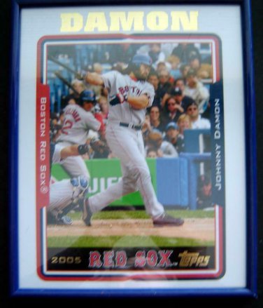 Johnny DAMON 2005 Topps Poster Boston Red Sox Framed PLAQUE 8 1/4" by 10 1/4"