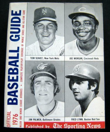 1976 Official Sporting News Baseball Guide Book Seaver Morgan Palmer Lynn Cover
