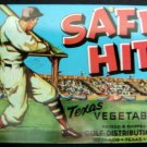 SAFE HIT Texas Vegetables Advertising Baseball Repro Metal SIGN 6" x 8 1/2"