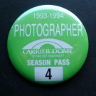 Syracuse University 1993 - 1994 Photographer Carrier Dome Season Pass 4 PIN 3"