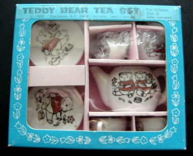 Teddy Bear China TEA SET Japan 1982 Shackman NY 9 Pieces in Box