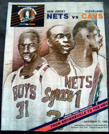 New Jersey Nets Vs  Cleveland Cavaliers Basketball Program Oct 17, 1986