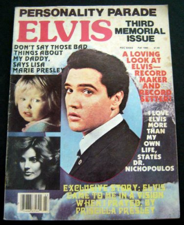 ELVIS Personality Parade MAGAZINE Third Memorial Issue Fall 1980 Vol 1 # 2