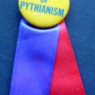 Vintage 100 Years of PYTHIANISM PIN & Ribbon 1 1/4" Diameter Knights of Pyhias