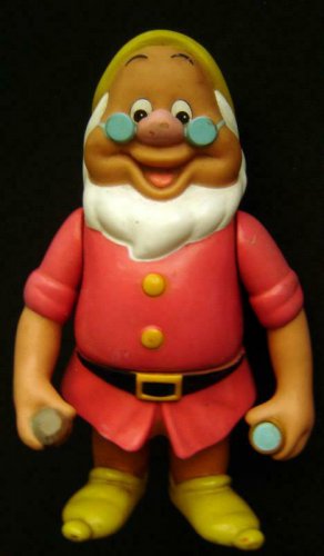 Walt DISNEY Snow White Dwarf DOC Rubber Figure 6" Tall Posable Arms Swivel Waist