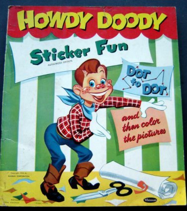 Howdy Doody Sticker Fun and Dot to Dot Book 1953 Whitman Publishing