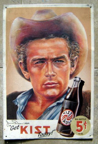 JAMES DEAN " Get KIST Today" 5 Cents Kola Ad Reproduction Tin Metal SIGN