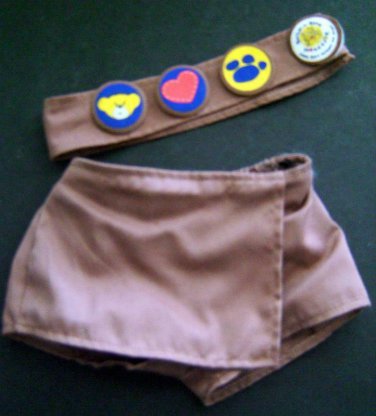 BABW Build A Bear Workshop Brownie SCOUT Sash  with 4 Badges & Skort Shorts