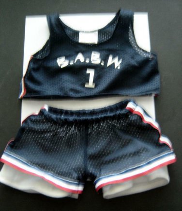 BABW #1 Build A Bear Workshop Basketball Uniform Jersey & Shorts Red White Blue