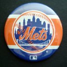 New York Mets Baseball Skyline Pin Orange and Blue Bands 3 1/2" Diameter