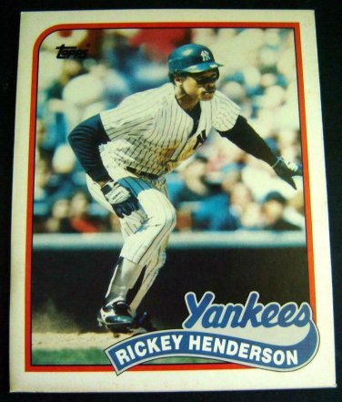 1989 Topps BASEBALL Card # 380 2 Pocket Folder NY YANKEES Rickey HENDERSON
