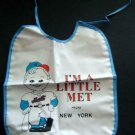 I'm A Little MET From New York Plastic BIB Blue Trim  & Ties Baseball