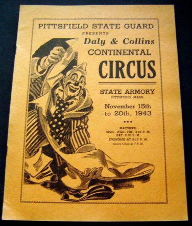 Pittsfield State Guard Daly & Collins Continental CIRCUS PROGRAM Nov 1943 Orange