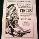 Pittsfield State Guard Daly & Collins Continental CIRCUS PROGRAM Nov 1943 Pink