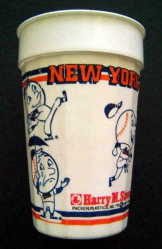 1994 NY METS Mr. Met Baseball Coca Cola Plastic Cup Harry M. Stevens 5" x 3 1/4"