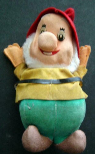 Vintage Walt DISNEY Snow White Dwarf HAPPY Cloth Figure 7 1/2" Tall Japan