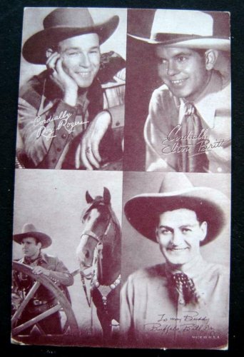 Arcade Exhibit Card 1960's Western Cowboy Actor ROGERS, AUTRY, BUFFALO BILL Brit