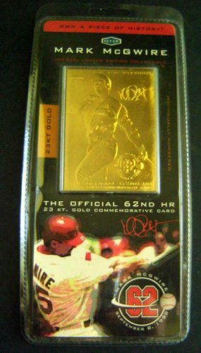 Mark MCGWIRE 1998 Fleer 23 Kt Gold Baseball CARD 62nd Home Run Numbered Ltd Ed