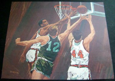 BASKETBALL Art POSTER Print by Marini 10 1/2" x 13"