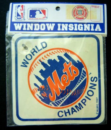 New York METS World Champions Baseball Window INSIGNIA Suction Cup 1987 MIP 5"