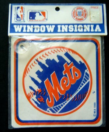 New York METS Baseball Window INSIGNIA with Suction Cup 1989 MIP 5" Square