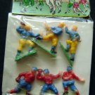 FOOTBALL TEAM Celluloid Plastic 2" Figures (6) MIP Old Toy Store Stock Hong Kong
