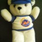 New York METS White Plush BEAR in Baseball Cap and Jersey Applause Tag 9" Tall