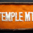 TEMPLE MT. Orange with Brown Border Block Letters PATCH 2 3/4" x 1 3/4"