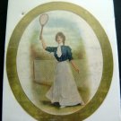 Vintage Woman TENNIS Player Oval Color Print
