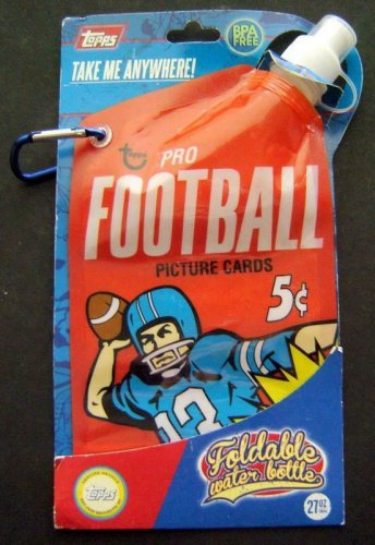 Topps Football 27 Oz. Foldable Plastic Water Bottle with Metal Ring MOC