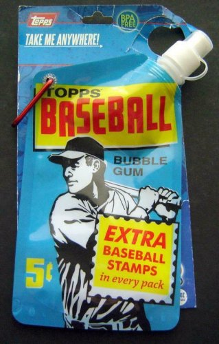 Topps Baseball 27 Oz. Foldable Plastic Water Bottle with Metal Ring MOC