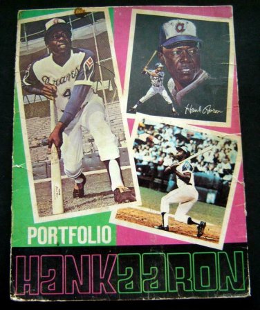 HANK AARON Braves Baseball Cardboard Folder PORTFOLIO Plymouth Inc Stats and Bio