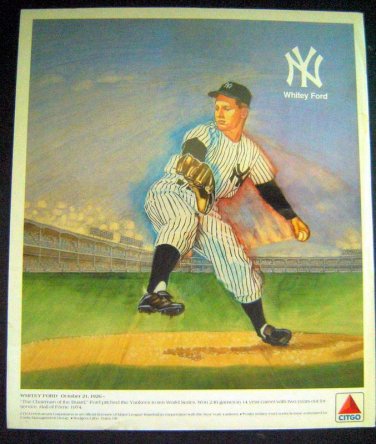 1989 CITGO Baseball Advertising POSTER Whitey FORD NY YANKEES 10" x 12"