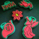 1999 CHUNKY STAMPS Foam CHRISTMAS (5) Noel Dove Angel French Horn Pointsettia