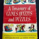 Vintage 1947 A Treasury of GAMES QUIZZES and PUZZLES BOOK HC DJ by Fraser