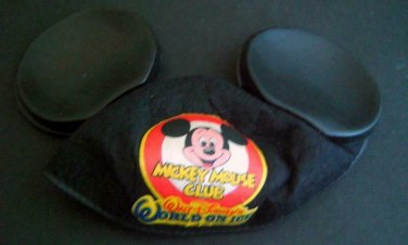 Vintage DISNEY WORLD on ICE Mickey Mouse Club Black EARS Hat Cap
