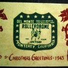 1943 ROLLERDOME ROLLER SKATING Rink Monterey, Calif Christmas Greetings Card