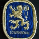 LOWENBRAU Beer Embossed Logo PATCH 2 3/4" x 3 1/2" Royal Blue with Gold Border