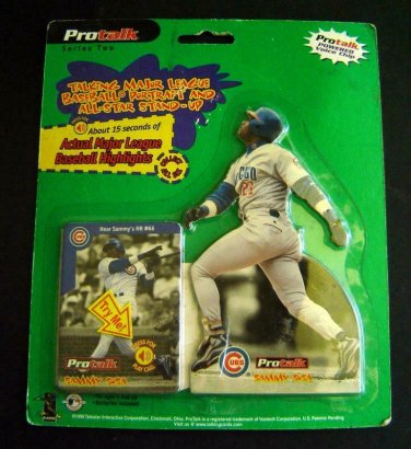 1999 Pro Talk Talking Baseball Card & 6" Stand Up Figure Sammy SOSA Cubs Sealed