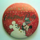 1991 Christmas Party MICKEY MOUSE Walt DISNEY World Red PIN 3" Diameter