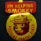 I'm Helping SMOKEY Prevent Forest Fires Tab Metal PIN 1" by 1 1/2" Green Duck