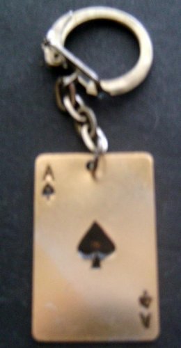 ACE Card Gamlbing Casino Thin Metal Souvenir KEY CHAIN with Ring 1"