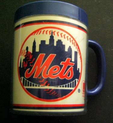 1986 NY METS Blue Rim Plastic Cup with Handle