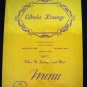 Vintage 1940-50's ELBOLA LOUNGE MENU - Brookline, Mass.