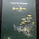 VINTAGE ORIGINAL 1950s THE MANGER WINDSOR HOTEL CENTRAL PARK NYC DINNER MENU  EX