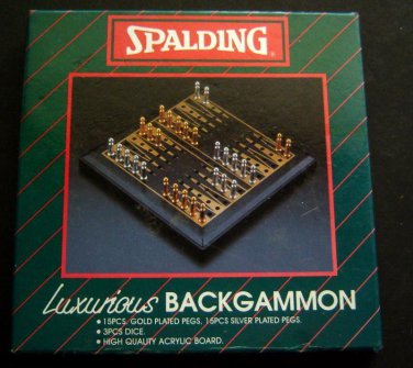 Spalding Luxurious BACKGAMMON Game Gold  Silver Plated Pegs Acrylic Board in Box