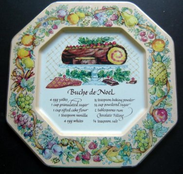 1982 BUCHE DE NOEL Avon Hospitality Sweets Recipe Metal PLATE Made in England