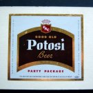 Good Old POTOSI BEER LABEL 1 Qt on Cardboard Backing Original 4" x  4 1/2"